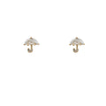 Gold Tone Clear Stone Tiny Umbrella Stud Earrings For Women view 5