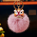 Lion Dance Head Faux Fur Pom Keychains in Seven Bright Colors view 9