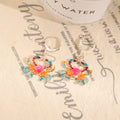 Orange and Blue Colorful Crab Leverback Dangle Earrings view 6