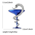 Crystal Snake and Cocktail Glass Brooch in Four Colors view 6