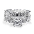 Square Solitaire And Princess-Cut Two-Ring Set In Silver Tone view 3