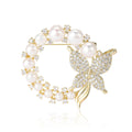 Pearl Butterfly Wreath Brooch Crystal Pave Circle Pin view 5