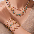 Gold Bead Stone Necklace Bracelet Set Ten Stone Options view 1