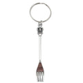 Silver Tone Crown Handle Fork Keychain with Metal Hardware view 5