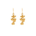 Gold Ginkgo Leaf Cascade Layered Long Hook Earrings view 5