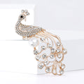 Pearl Tail Rhinestone Peacock Brooch in Gold and Silver view 2