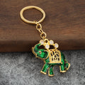 Gold Tone Metal Elephant Keychain With White Accents, Six Colors view 4