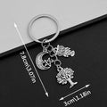 Silver Tone Tree Moon Star and Owl Charm Keychain with Metal Hardware view 6