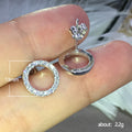 Gold Silver Clear Pave Open Circle Studs and Pendant Necklace view 3
