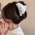 White Plush Seal Face Hair Claw Clip Soft Cartoon Grip view 3