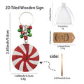 Red White Peppermint Wood Disc Keychain Jingle Bells view 4