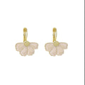 White Enamel Flower Petal Leverback Earrings Gold Tone view 5