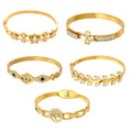 Crystal Motif Bangle Collection in Nine Gold and Silver Styles view 5