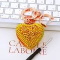 Jeweled Gold Heart Keychains in Red Green Gold White and Assorted Colors view 8