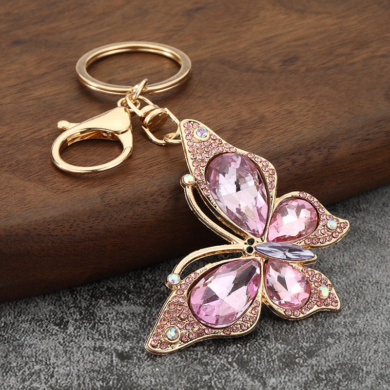 Full Rhinestone Bow Keychain Crystal Car Key Ring and Bag Charm for Women