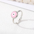Gold and Silver Tone Round Enamel Evil Eye Adjustable Open Rings in Eight Colors view 12