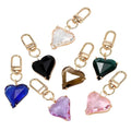 Faceted Heart Crystal Keychains Gold Lobster Clasp 7 Colors view 5