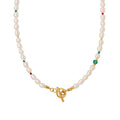 Freshwater Pearl Necklace Green Beads Gold Toggle Clasp view 5