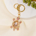 Rhinestone Turtle Keychain Gold Metal Crystal Shell Charm view 3