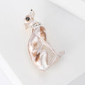 Pearlescent Sitting Sighthound Brooch With Crystal Collar view 3