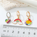 Rainbow, Smiling Flower and Heart Huggie Drop Earrings view 5