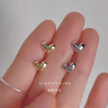 Mini Smooth Heart Stud Earrings Gold Silver Options view 3