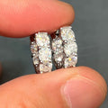 Silver Tone Oval Clear Stone Prong Set Small Hoop Earrings view 1