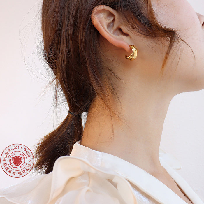 Crossed Twist C-Shape Hoop Earrings In Gold Or Silver Tone