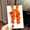 Colorful Fabric Petal Cascade Drop Earrings Fashion Jewelry view 8