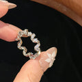 Twisted Wave Crystal Eternity Band Rings Silver Or Gold view 1
