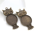 Owl Round Pendant Bezel Blank for Cabochon Craft Jewelry Making view 3