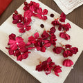 Red Fabric Floral Drop Earrings in Four Layered Styles view 2