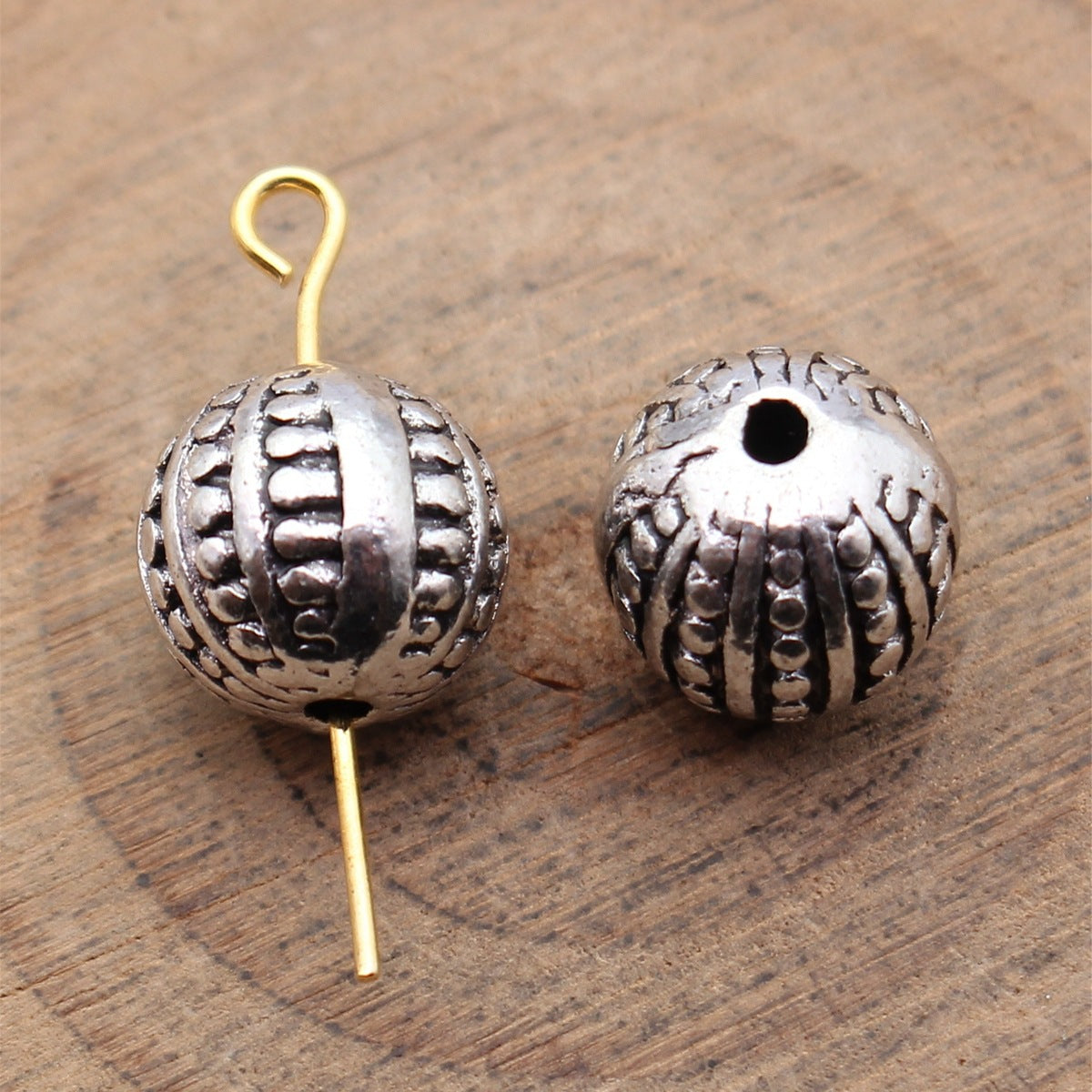 10x10x10mm 3.5g Multicolor Zinc Alloy Dotted Texture Round Ball Loose Metal Beads for DIY Jewelry