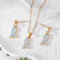 Gold Enamel Ocean Shell Mermaid Necklace Sets 9 Styles view 8