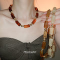 Rectangular Bead Necklace in Three Neutral Color Options view 1