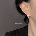Silver Pearl Cluster Stud Earrings Clear Stone Cascade view 1
