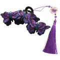 Purple Embroidered Multi Butterfly Claw Clip Tassel Drop view 5