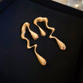 Irregular Liquid Metal Abstract Long Drop Earrings view 6