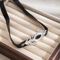 Black Ribbon Silver Feather Tribal Forehead Headband view 3