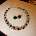 Round Crystal Necklace And Earring Sets In Five Color Options view 6