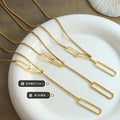 Gold And Steel Long Lariat Y Necklace Open Oval Links view 2