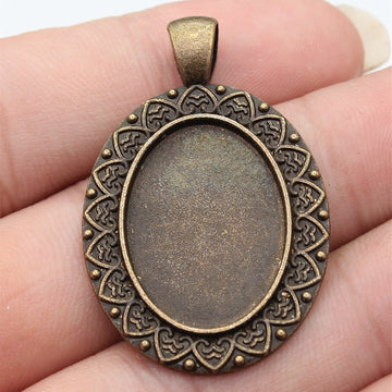Antique Bronze Floral Oval Cabochon Setting Jewelry Making Component