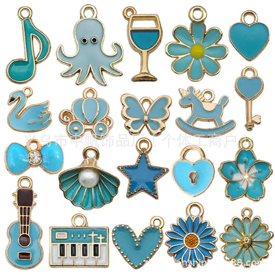 Colorful octopus charms arranged on a light background
