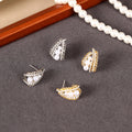 Gold and Silver Pearl Look Cage Drop Stud Earrings view 2