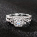 Square Halo Three-Ring Set In Gold, Silver, And Black Finishes view 1