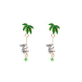 Green Palm Tree and Silver Koala Novelty Dangle Earrings view 5