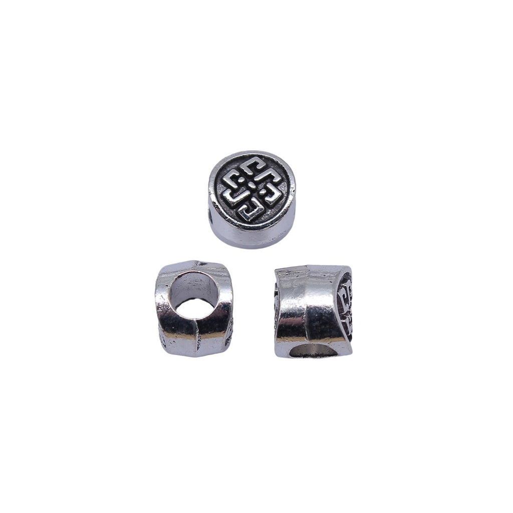 10.4x9.6x8.3mm 2.2g Antique Silver Zinc Alloy Vintage Pattern Large Hole Spacer Beads for DIY Jewelry Making