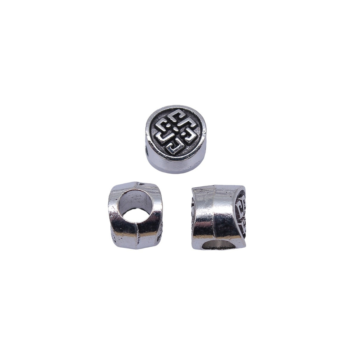 10.4x9.6x8.3mm 2.2g Antique Silver Zinc Alloy Vintage Pattern Large Hole Spacer Beads for DIY Jewelry Making