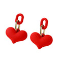 Matte Macaron Heart Drop Earrings Gold Links 12 Colors view 5