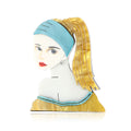 Acrylic Yellow Hair Girl Portrait Brooch Teal Headband Pin view 5